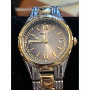 Dorset Women's Watch silver & gold 7" metal band, analog, working new battery